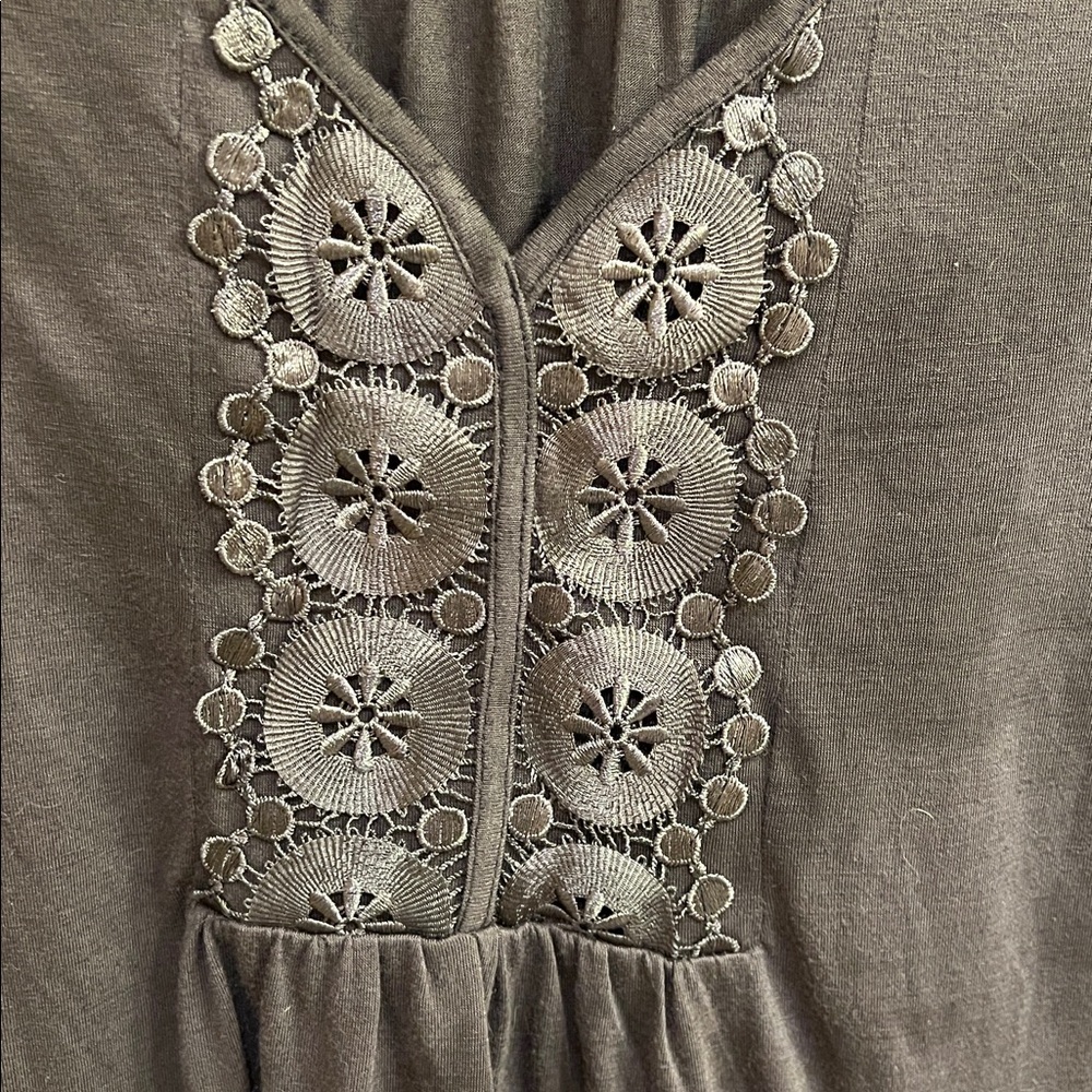 🌻 ONE WORLD Black Embroidered Long Sleeve Top Med C103 - Picture 3 of 9